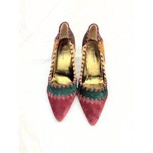 Dolce & Gabbana Multicolor Suede Patchwork Pointed-Toe Stiletto Heels- LT3264